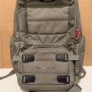 Oakley Olive Green Military-Style Backpack with Red Accent Pulls